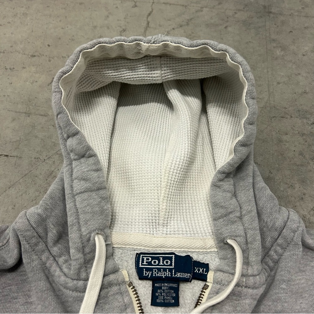 Vintage Polo Ralph Lauren Hoodie Men’s Size XXL Full Zip Up Gray Pony Sweatshirt - Picture 3 of 7